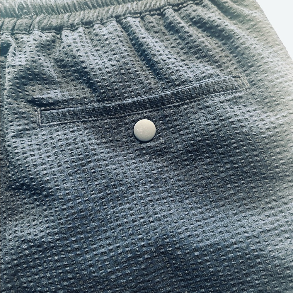 Zara Men’s  Navy Blue Seersucker Elastic Band Draw String Lightweight Shorts - Picture 6 of 11